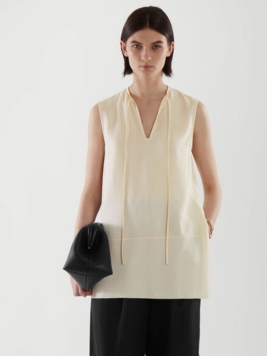 COS Tops - COS Sleeveless Tie-Neck Blouse in Cream